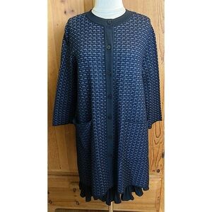 COS Black and Navy Textured Long Cardigan